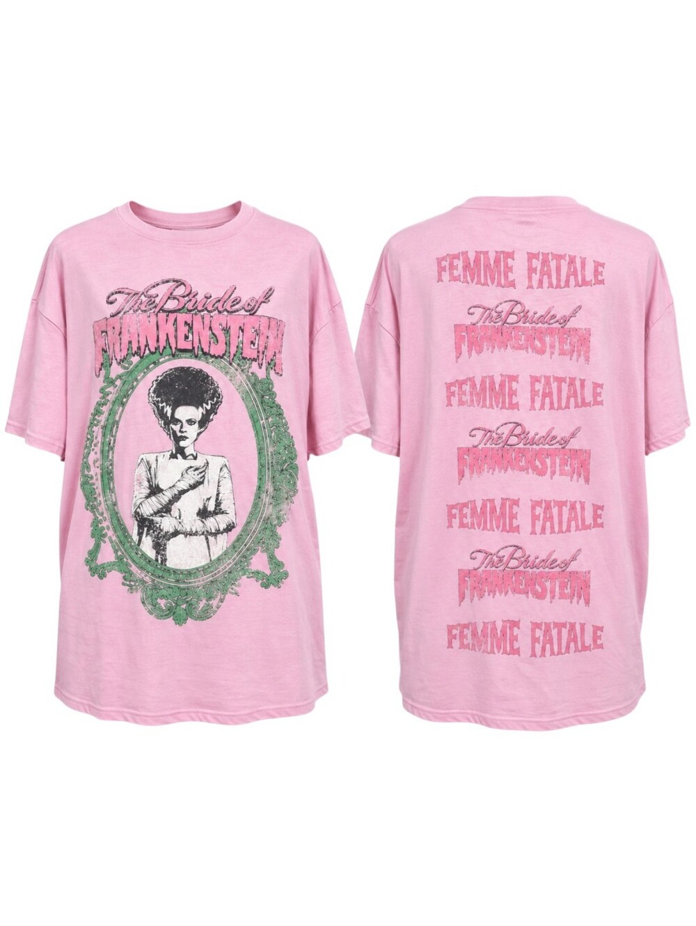 Universal Monsters Bride of Frankenstein Graphic Tee Pink Oversized NWT Medium